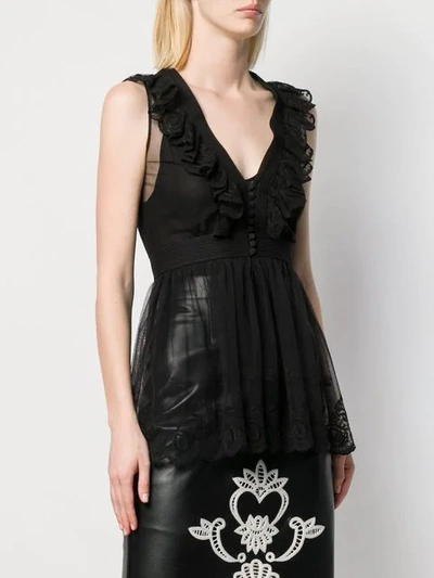 Shop Alexander Mcqueen Sheer Longline Peplum Blouse In Black