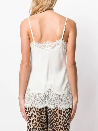 Gold Hawk Lace Trim Vest In White