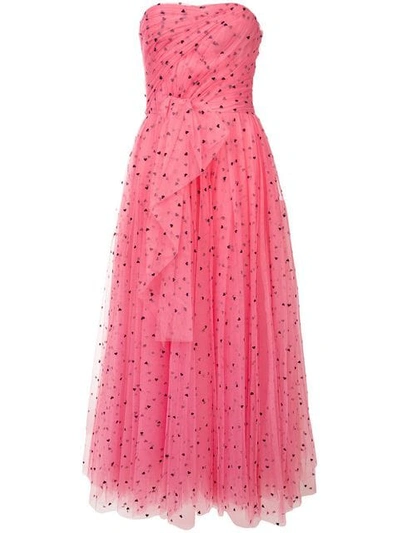 Shop Carolina Herrera Hear Print Tulle Dress In Pink