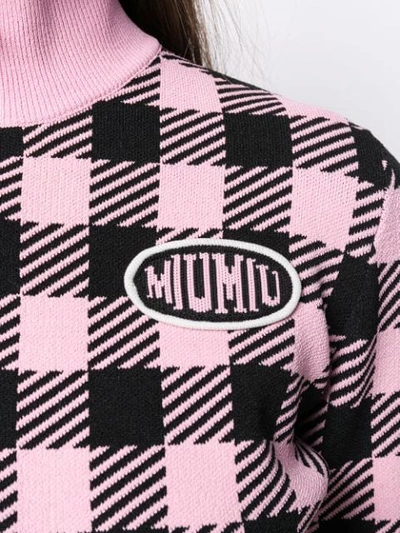 Shop Miu Miu Checked Zip In Pink