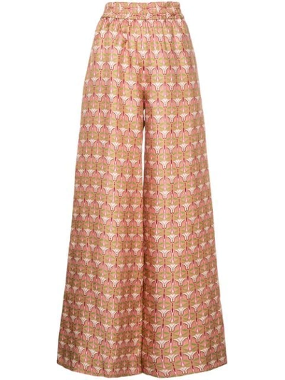 LA DOUBLEJ PATTERNED WIDE LEG TROUSERS - 红色