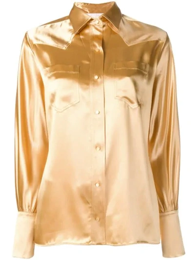 Shop Chloé Metallic Western Shirt In Gold