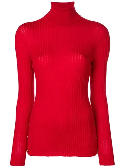 Shop Versace Roll Neck Jumper In Red