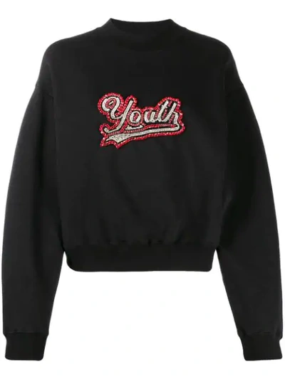 Shop Msgm Embellished Jumper In Black