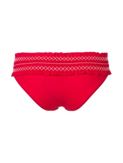 Shop Tory Burch Ruffled Bikini Bottoms In Red
