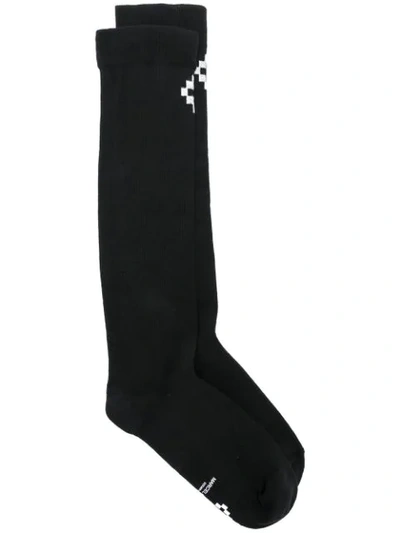 Shop Marcelo Burlon County Of Milan Cross Long Socks - Black