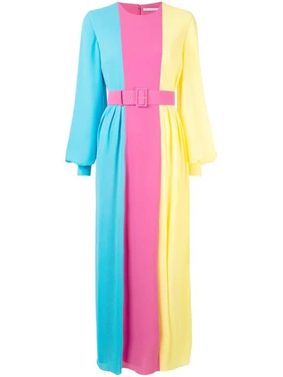 Shop Emilia Wickstead Colour Block Long Dress In Multicolour