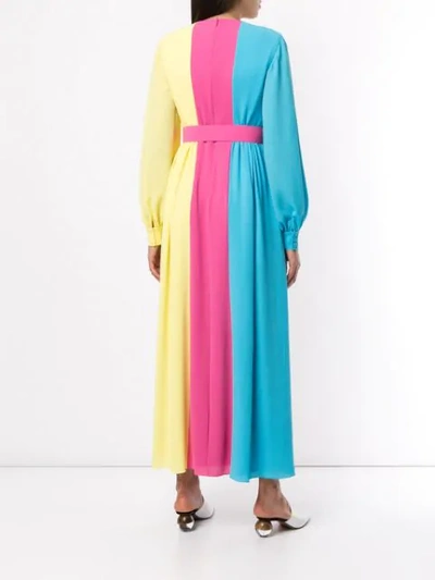 Shop Emilia Wickstead Colour Block Long Dress In Multicolour