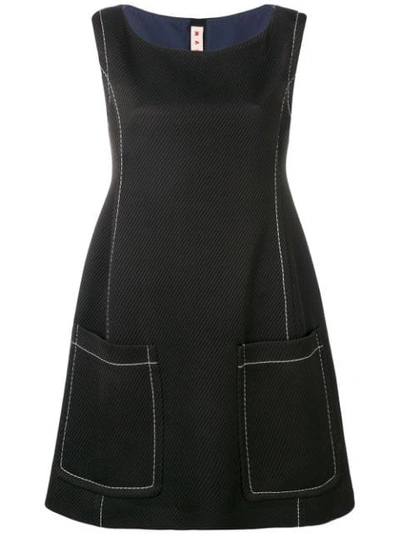 Shop Marni Contrast Stitch Dress In Black