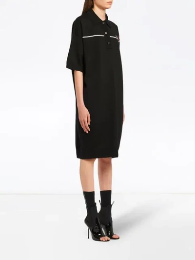 Shop Prada Boxy Polo Dress In Black