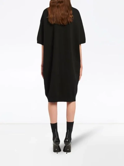 Shop Prada Boxy Polo Dress In Black