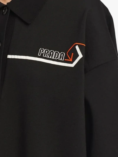 Shop Prada Boxy Polo Dress In Black