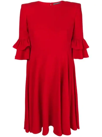 Shop Alexander Mcqueen Frill Detail Dress In Red