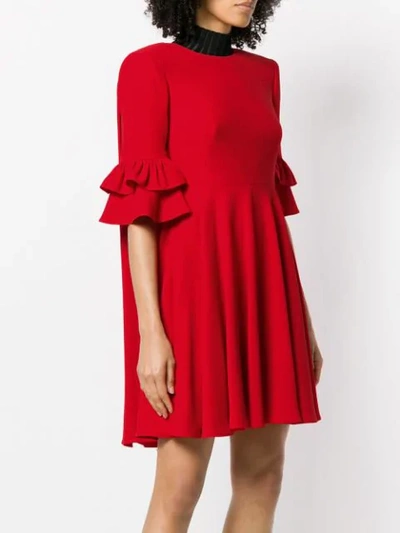 Shop Alexander Mcqueen Frill Detail Dress In Red