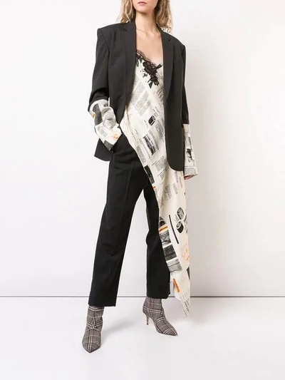 Shop Monse Book Print Sleeves Blazer In Charcoal