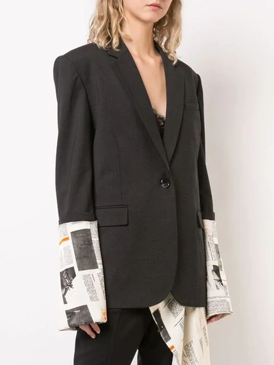 Shop Monse Book Print Sleeves Blazer In Charcoal