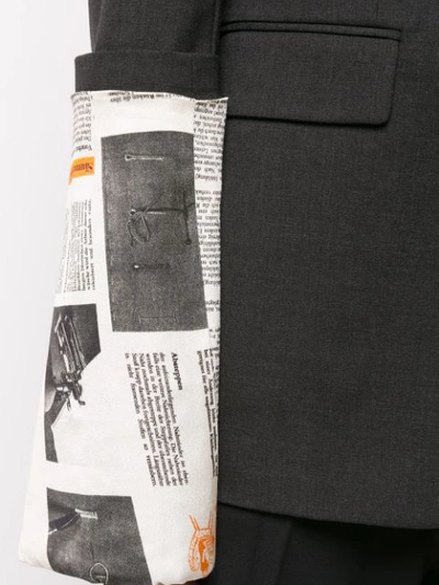Shop Monse Book Print Sleeves Blazer In Charcoal