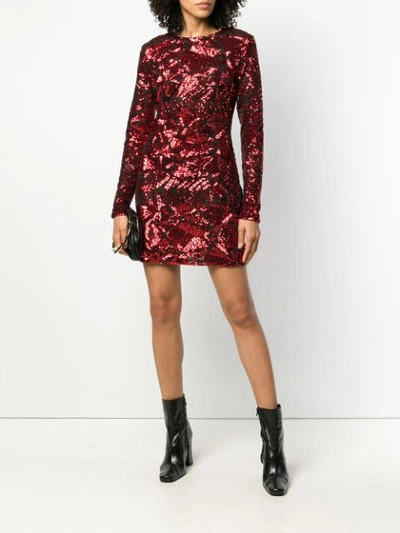 Shop P.a.r.o.s.h Sequin Pattern Dress In Red