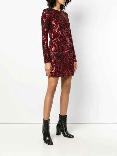 Shop P.a.r.o.s.h Sequin Pattern Dress In Red