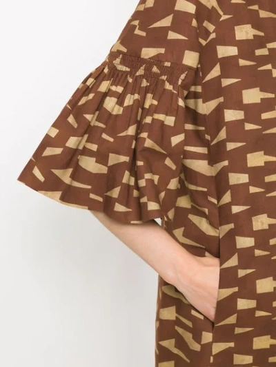 Shop Andrea Marques Printed Short Sleeved Coat In Brown
