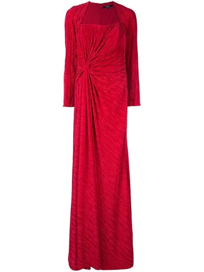 BADGLEY MISCHKA PLEATED DRAPE GOWN - 红色