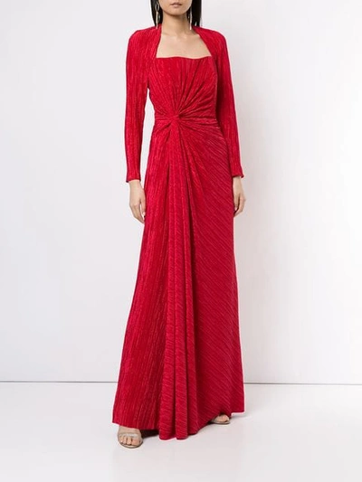 BADGLEY MISCHKA PLEATED DRAPE GOWN - 红色