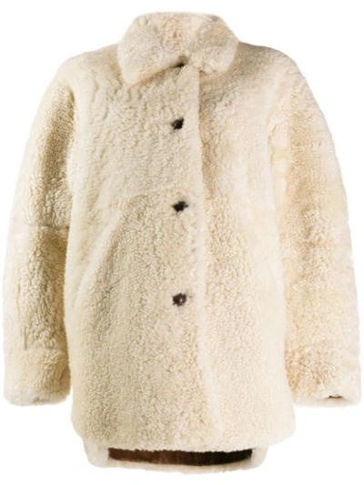 Shop Isabel Marant Sarvey Shearling Coat In White