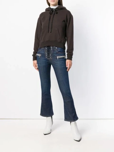 Shop Ben Taverniti Unravel Project Cropped Hoodie In Brown