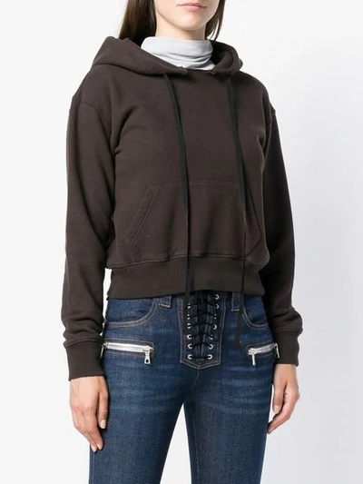 Shop Ben Taverniti Unravel Project Cropped Hoodie In Brown