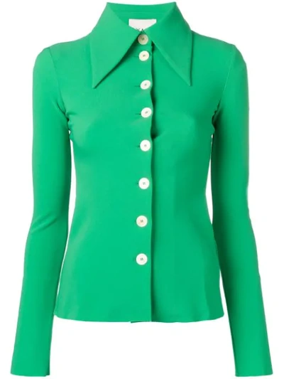 Shop A.w.a.k.e. Oversized Collar And Buttons Shirt In Green