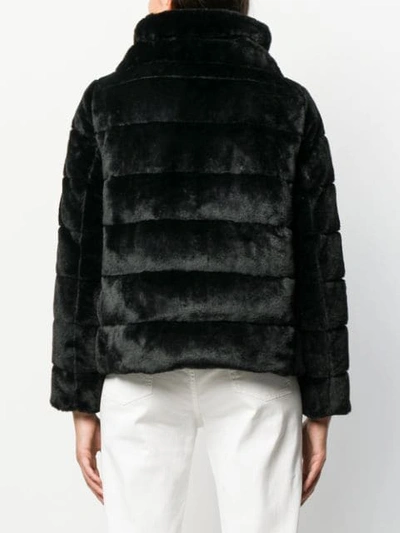 Shop Herno Faux Fur Puffer Jacket In Black