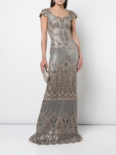 Shop Tadashi Shoji Structured Gown In Metallic