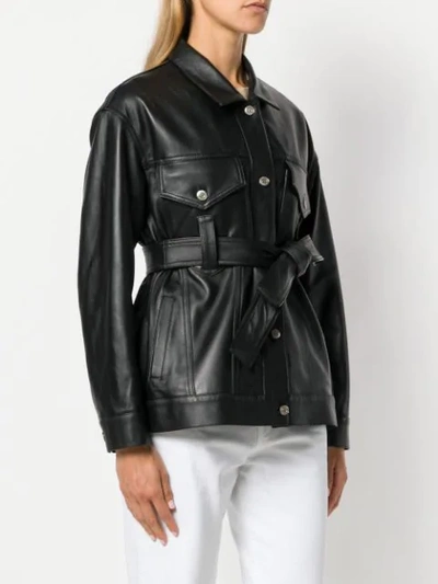 Shop Golden Goose Pictor Leather Belted Jacket In Black