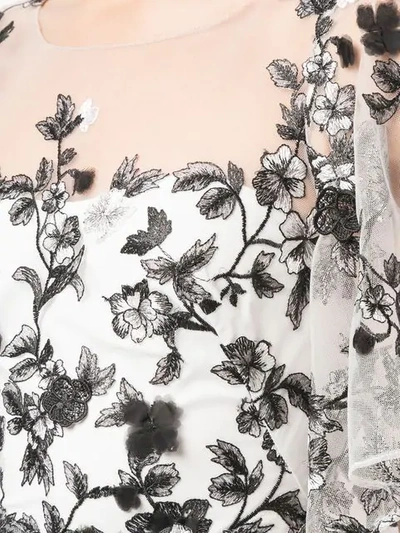 Shop Marchesa Notte Floral Embroidered Gown In Black And White