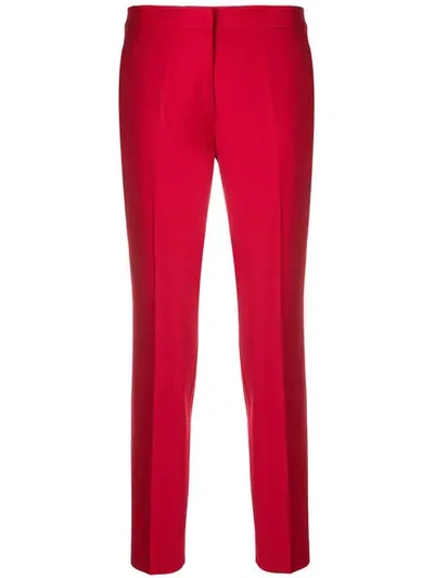 Shop Pinko Cropped Tailored Trousers In Red