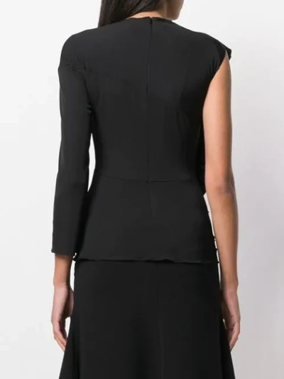 Shop A.w.a.k.e. Ruched One Shoulder Top In Black