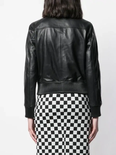 Shop Boutique Moschino Crown Bomber Jacket In Black