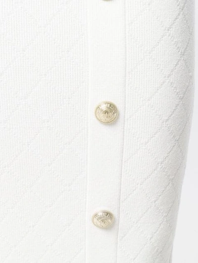 Shop Balmain Quilted Fitted Midi Skirt In White