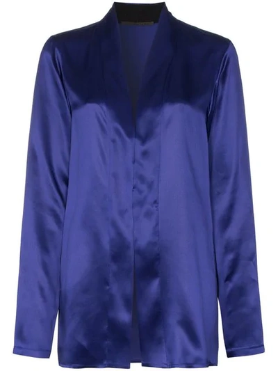 Shop Haider Ackermann Shawl Collar Silk-satin Blouse In Blue