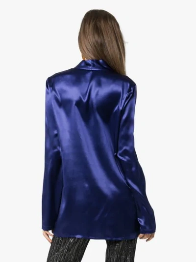 Shop Haider Ackermann Shawl Collar Silk-satin Blouse In Blue