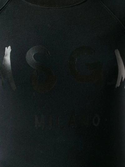 Shop Msgm Logo Printed Crew Neck Sweatshirt In Black