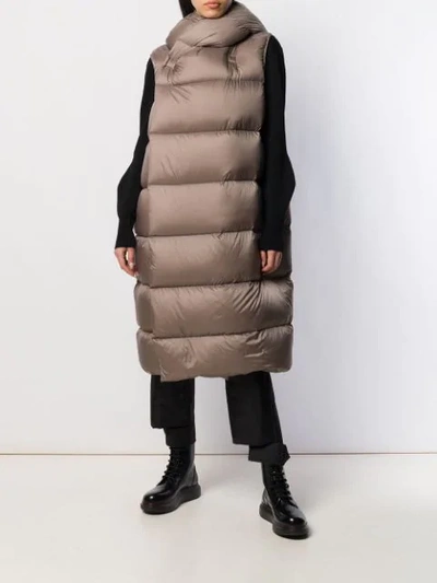 Shop Rick Owens Puffer-style Long-line Gilet In 34 Dust