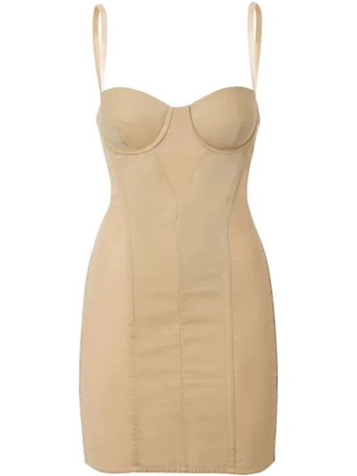 Shop Burberry Cotton Gabardine Corset Dress In Neutrals