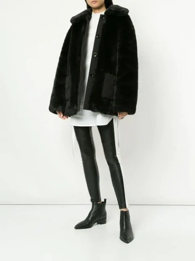 Shop Goen J Oversized Faux-fur Jacket In Black