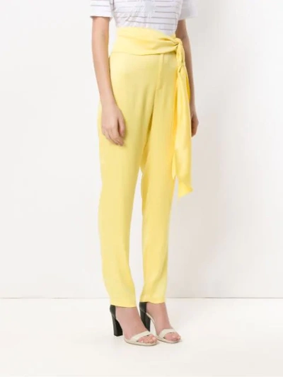 Shop Tufi Duek Trousers With Bow Detail In Yellow