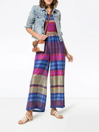 Shop A Peace Treaty Capira Stripe Jumpsuit In Blue