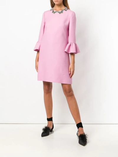 Shop Valentino Butterfly Embellished Collar Shift Dress - Pink