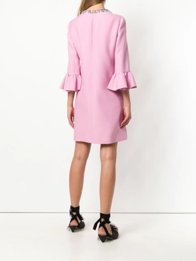 Shop Valentino Butterfly Embellished Collar Shift Dress - Pink