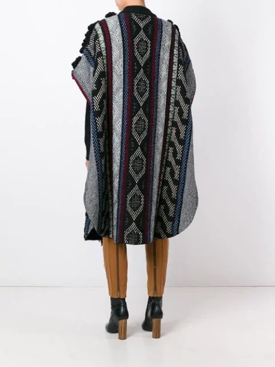 Shop Chloé Fringed Jacquard Cape In Multicolour