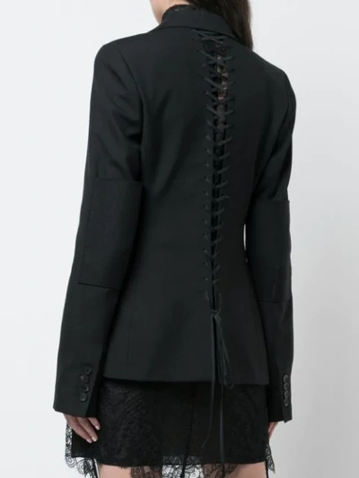 Shop Vera Wang Lace Up Back Detail Blazer In Black